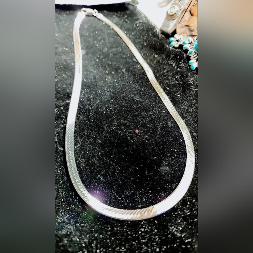 beautiful heavy Silver Herringbone Chain/ Vermeil/Sterling silver 925/Stamped It